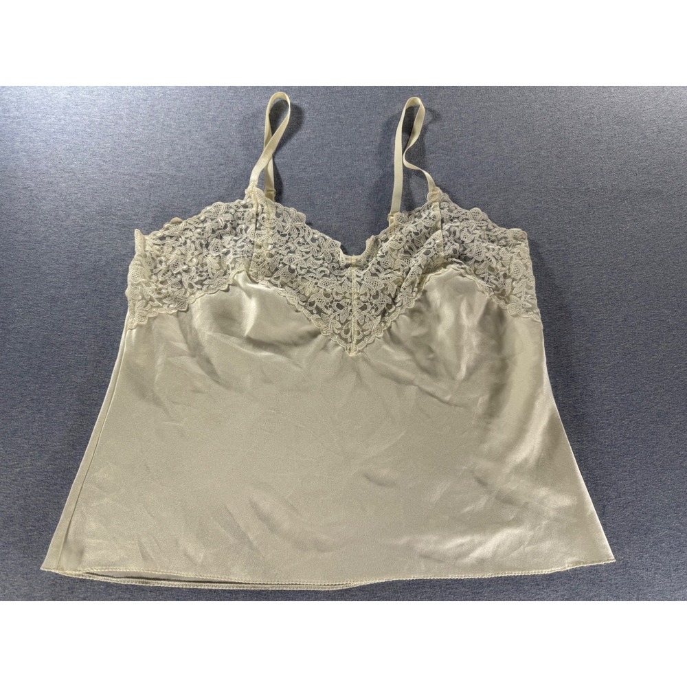 Wacoal Vintage Ivory Satin Lace Trim Camisole Style 81009 Assembled in USA M